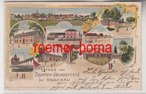 39604 Ak Lithographie Gruß vom Truppenübungsplatz bei Hagenau 1904