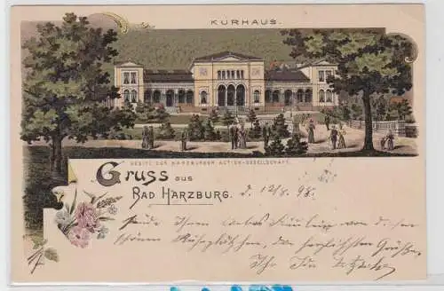 95754 Ak Lithographie Gruß aus Bad Harzburg Kurhaus 1898