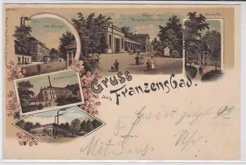 24120 Lithographie Ak Gruss aus Franzensbad - Salzquell, Neuquell usw. 1900