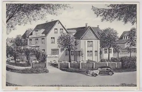 15901 Ak Friedrichsdorf (Ts.) "Café Waldeck", Weinstube, Kegelbahn, um 1940