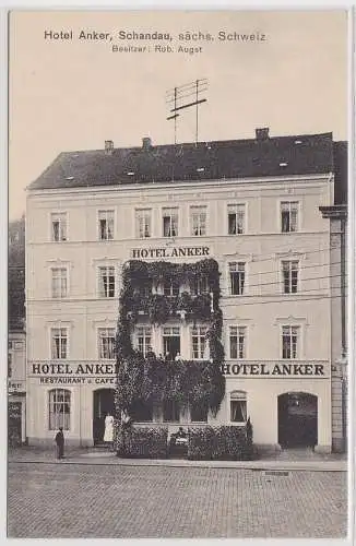 76492 Ak Schandau sächs. Schweiz, Hotel Anker, Gebäudeansicht - um 1920
