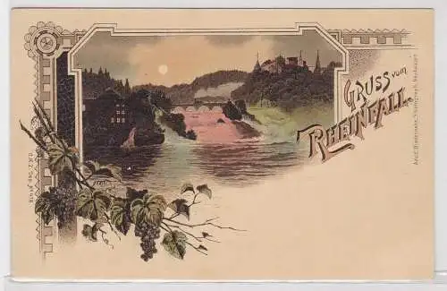 51120 Lithographie Künstler Ak Gruss vom Rheinfall um 1900