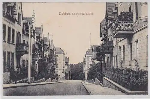 74963 Ak Eisleben, Straßenansicht Schönerstedt-Straße, 1915