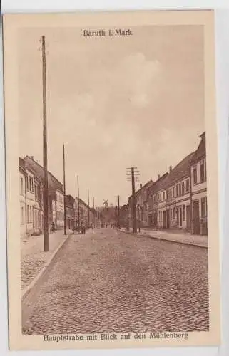 99045 Ak Baruth i. Mark, Hauptstraße mit Blick auf den Mühlenberg, um 1920