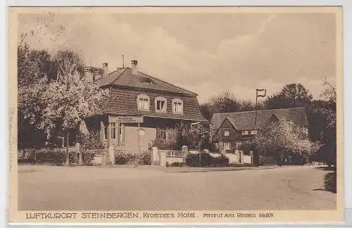 95608 Ak Luftkurort Steinbergen, Kromers Hotel und Pension, Gebäudeansicht, 1928