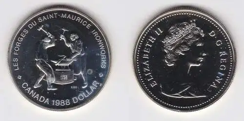 1 Dollar Silber Münze Kanada 1988 2 Schmiede Eisenhütte Saint Maurice (155826)