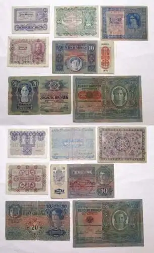 7 Banknoten 10 bis 100 Kronen Österreichisch Ungarische Bank  (155154)