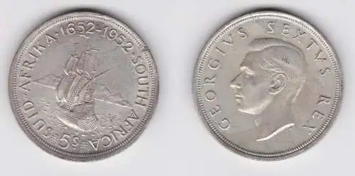 5 Schilling Silber Münze Südafrika Segelschiff 1952 (155232)