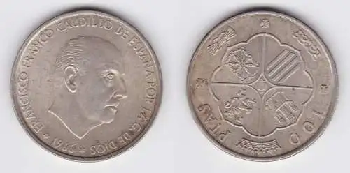 100 Pesetas Silber Münze Spanien 1966 (155818)
