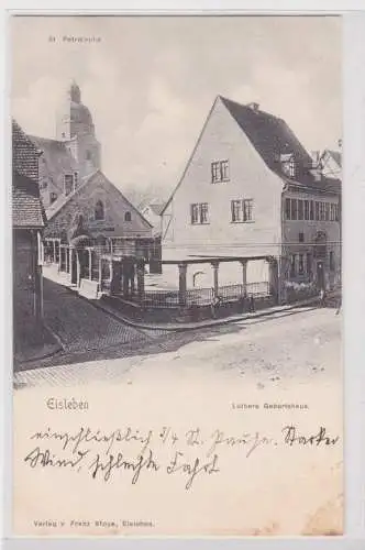908542 Ak Eisleben - Luthers Geburtshaus und St. Petrikirche um 1900