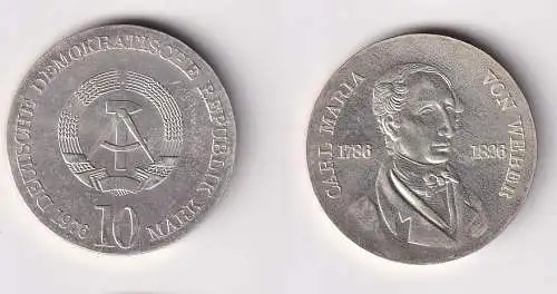 DDR Gedenk Münze 10 Mark Carl Maria von Weber 1976 Stempelglanz (166850)