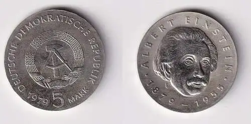 DDR Gedenk Münze 5 Mark Albert Einstein 1979 Stgl. (167484)