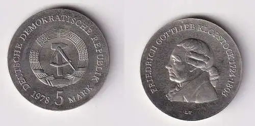 DDR Gedenk Münze 5 Mark Friedrich Gottlieb Klopstock 1978 Stempelglanz (167483)