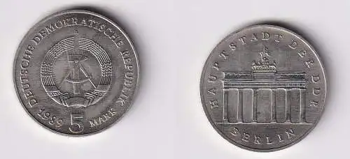 DDR Gedenk Münze 5 Mark Brandenburger Tor 1989 Stempelglanz (167456)
