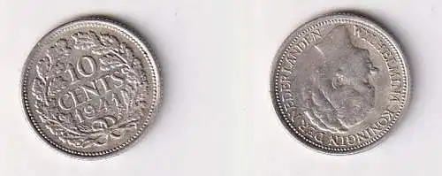 10 Cent Silber Münze Niederlande 1941 ss+ (166819)