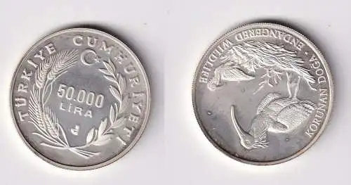50000 Lira Silber Münze Türkei 1994 Endangered Wildlife Korunan Doga (166309)
