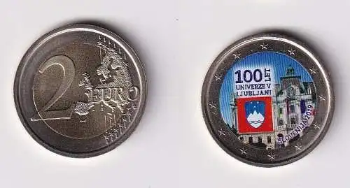2 Euro Bi-Metall Farb-Münze Slowenien 2019 100 Jahre Uni Ljubljana Stgl (166252)