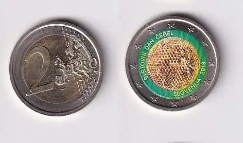 2 Euro Bi-Metall Farb-Münze Slowenien 2018 Weltbienentag (166729)