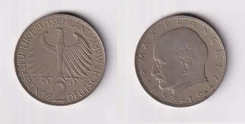 BRD Kurs Münze Kupfer Nickel 2 Mark 1959 F Max Planck ss+ (162385)