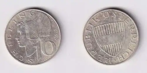 10 Schilling Silber Münze Österreich 1969 ss+ (166140)