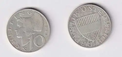 10 Schilling Silber Münze Österreich 1958 ss+ (166254)