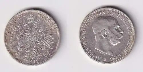 2 Kronen Silber Münze Österreich 1912 ss+ (166217)