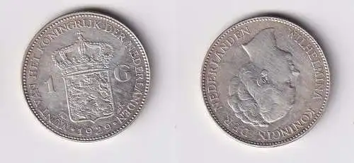 1/2 Gulden Silber Münze Niederlande 1929 Wilhelmina 1929 ss+ (166178)