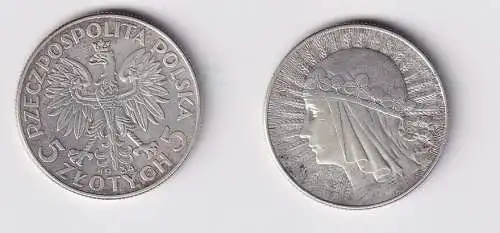 Silbermünze Polen 5 Zloty/Złotych 1934 Königin Hedwig von Anjou Jadwiga (166253)