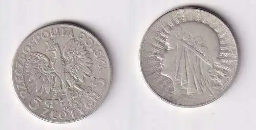 Silbermünze Polen 5 Zloty/Złotych 1933 Königin Hedwig von Anjou Jadwiga (165357)