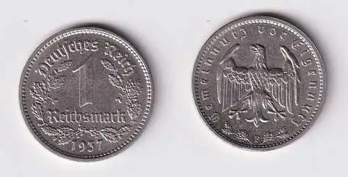 1 Mark Nickel Münze III.Reich 1937 F Jäger Nr. 354 vz (166722)