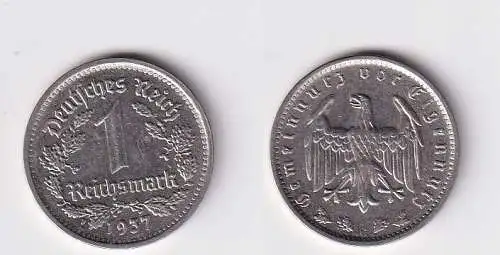 1 Mark Nickel Münze III.Reich 1937 G Jäger Nr. 354 vz (166768)