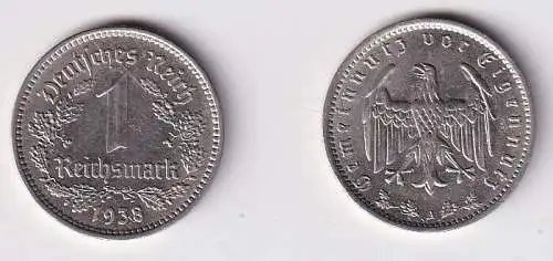 1 Mark Nickel Münze III.Reich 1938 A Jäger Nr. 354 vz (165952)