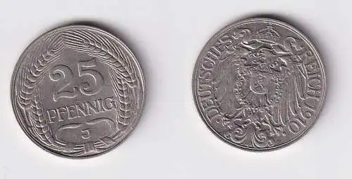 25 Pfennig Nickel Münze Kaiserreich 1910 J f.vz (166571)