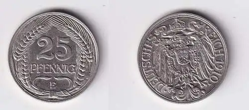 25 Pfennig Nickel Münze Kaiserreich 1910 E vz (166027)