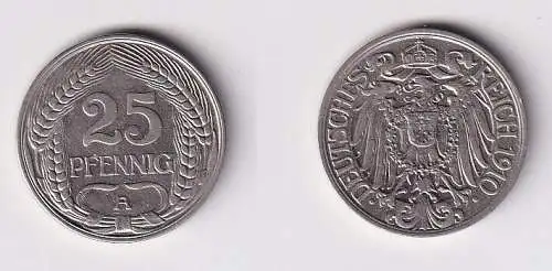 25 Pfennig Nickel Münze Kaiserreich 1910 A vz (166567)