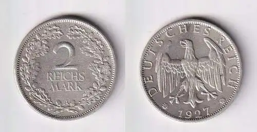 2 Mark Silber Münze Weimarer Republik 1927 A Jäger 320 (166620)