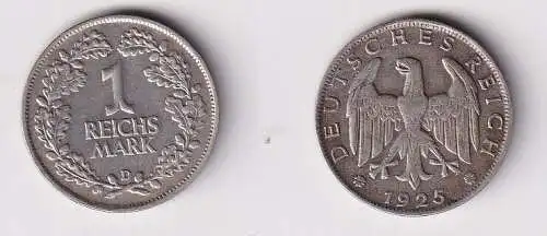 1 Reichsmark Silber Münze Weimarer Republik 1925 D ss (166701)