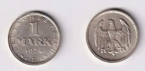 1 Reichsmark Silber Münze Weimarer Republik 1924 D vz (166643)