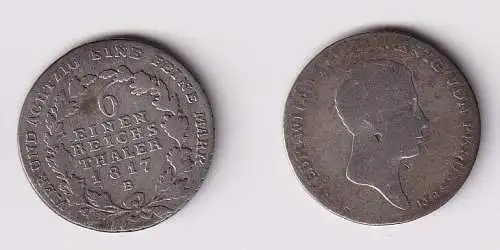 1/6 Taler Silber Münze Preussen Friedrich Wilhelm III 1817 B (166511)