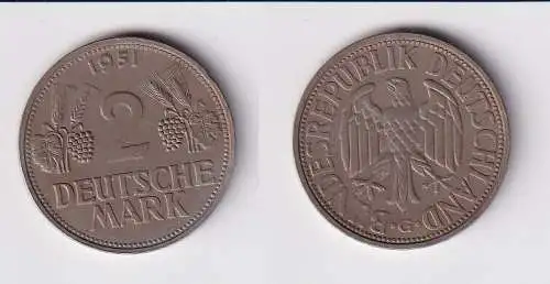 2 Mark Nickel Münze BRD Trauben und Ähren 1951 G f.vz (166488)