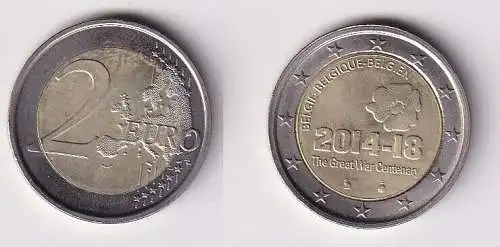 2 Euro Bi-Metall Münze Belgien 2014-18 100 Jahre 1. Weltkriegs (166539)