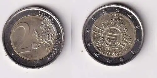 2 Euro Bi-Metall Münze Belgien 2012 10 Jahre Euro-Bargeld (166075)