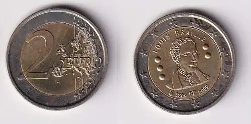 2 Euro Bi-Metall Münze Belgien 2009 Louis Braille (166179)