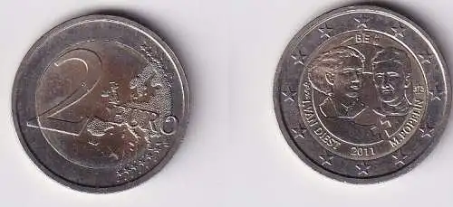 2 Euro Bi-Metall Münze Belgien 2011 L. van Diest + M. Popelin (166285)