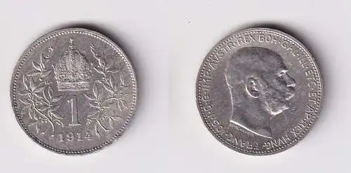 1 Krone Silber Münze Österreich 1914 vz (166039)