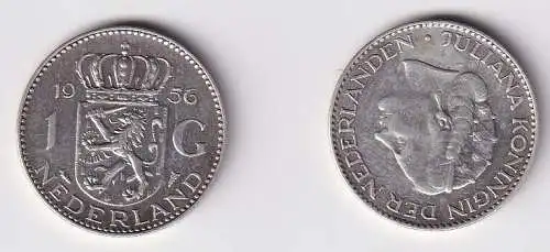1 Gulden Silber Münze Niederlande 1956 f.vz (166302)