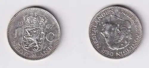1 Gulden Silber Münze Niederlande 1967 f.vz (166310)
