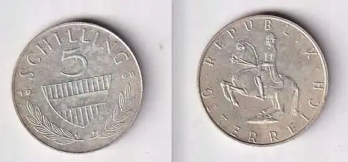 5 Schilling Silber Münze Österreich 1968 f.vz (166311)