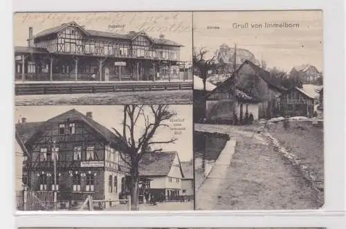 908427 Mehrbild Ak Gruß aus Immelborn, Bahnhof, Gasthof, Kirche 1917