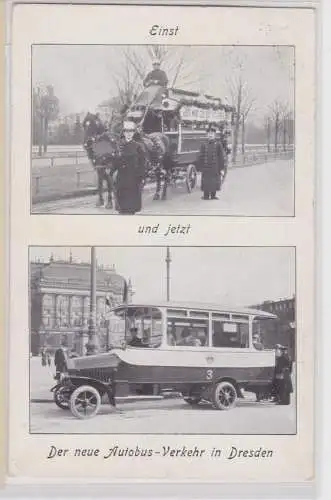905568 Mehrbild Ak Der neue Autobus-Verkehr in Dresden einst und jetzt 1914